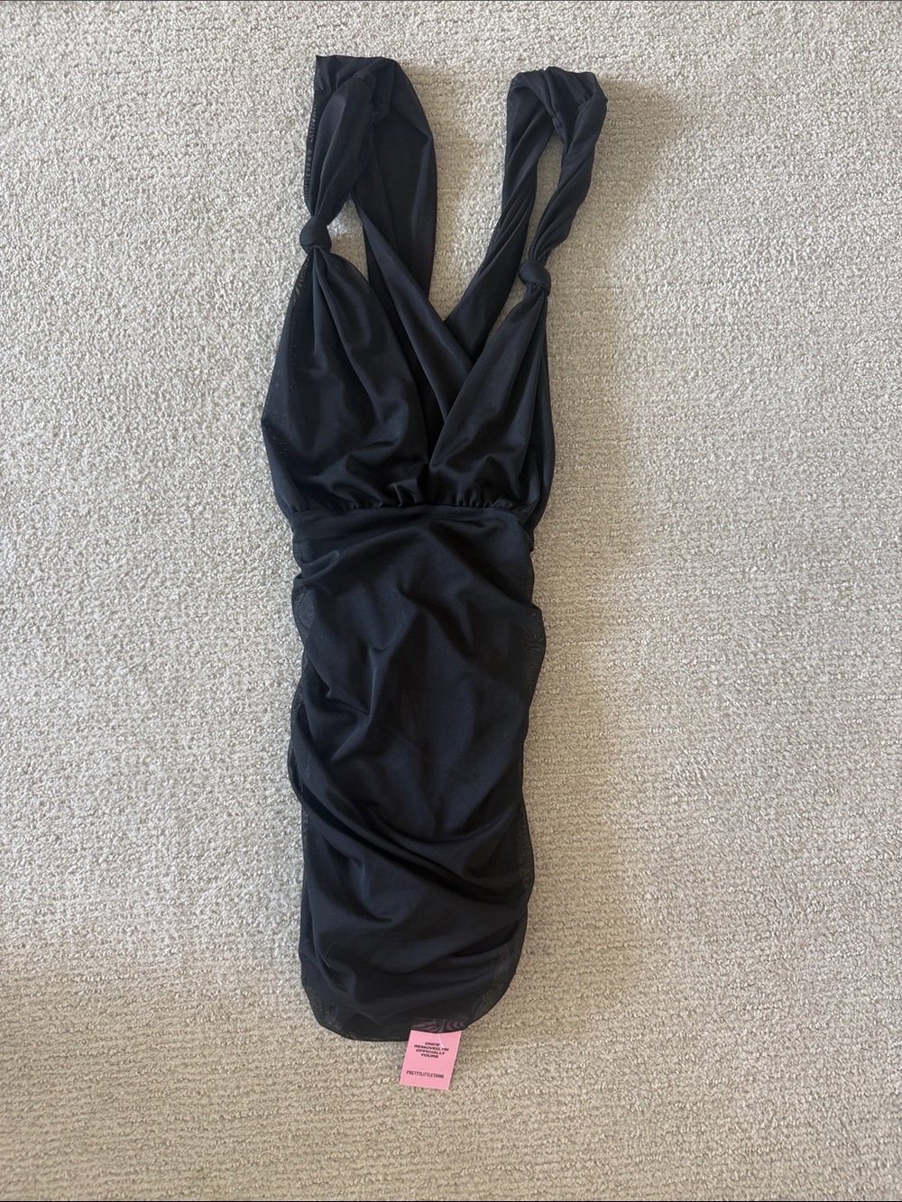 Kids Black One-Piece Swimsuit with Twisted Straps